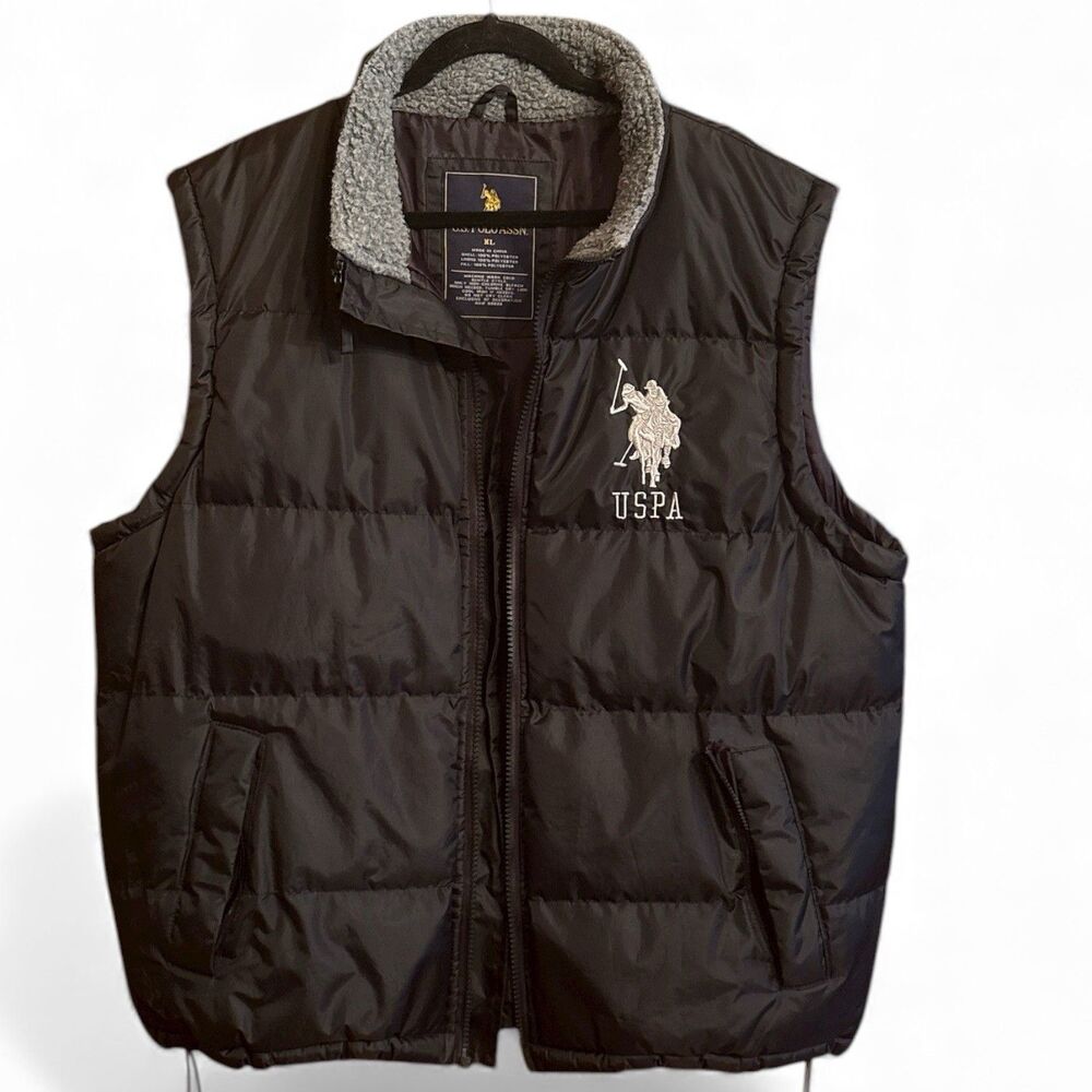 USPA US Polo ASSN. Puffer Vest Men's Size XL Zip Up Black Outdoors
